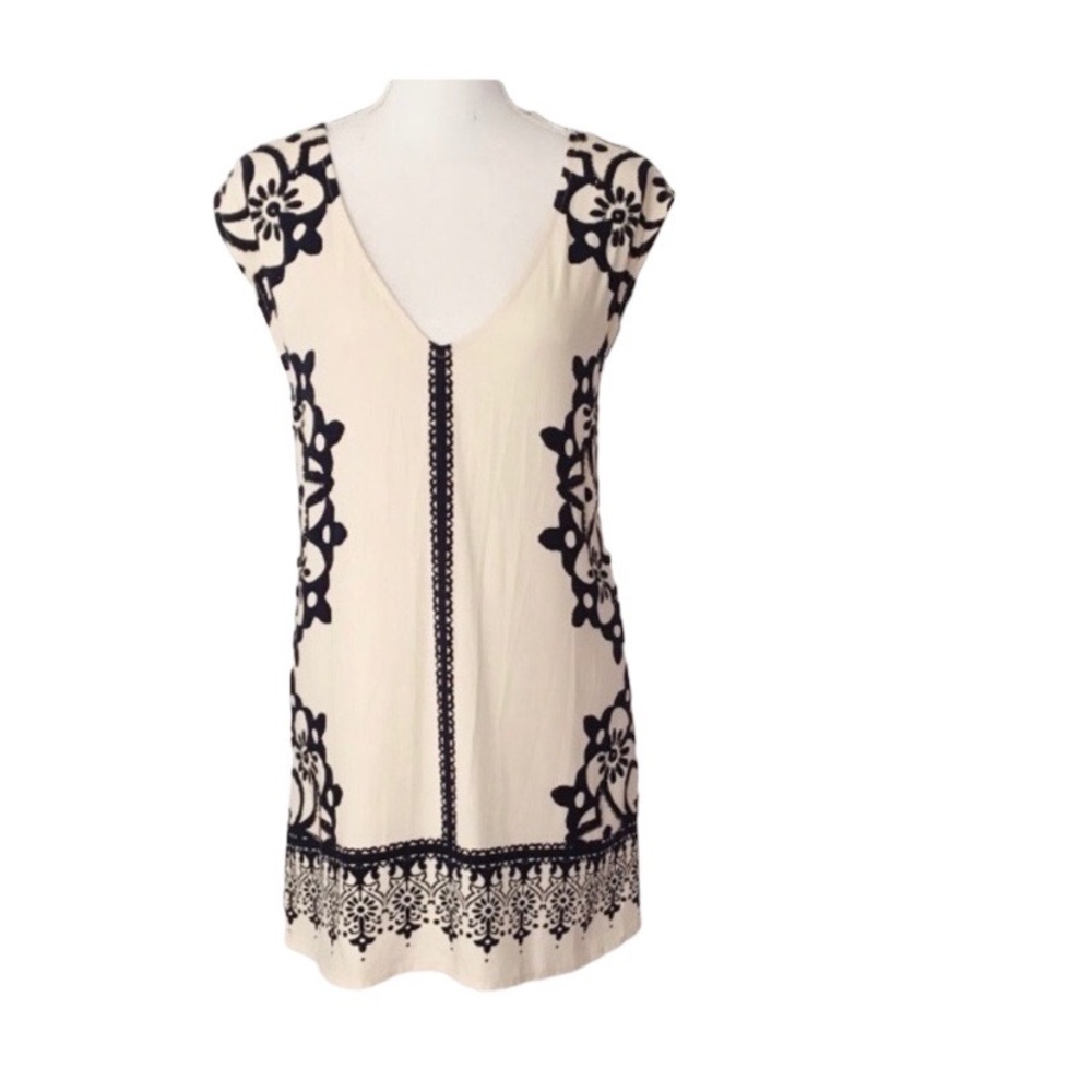 Free People Blue Cream Shift Dress Size XS